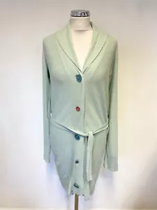PAUL SMITH LIGHT GREEN LINEN COTTON MIX BELTED LONG CARDIGAN SIZE M - Picture 1 of 4