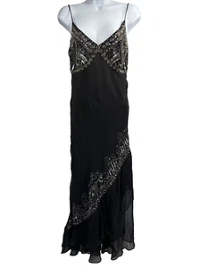 Adrianna Papell Women's Dress 10 Beaded Babydoll Silk Whimsygoth Fairy Y2K - Picture 1 of 13
