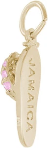 10K or 14K Gold Jamaica Sandal w/ Pink Lab-Created Crystals Charm by Rembrandt - Picture 1 of 3