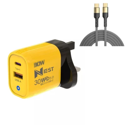 For iPhone 15 16 Pro Max Samsung Fast Charging 22.5W USB-C PD Plug Charger Cable - Image 1 of 4