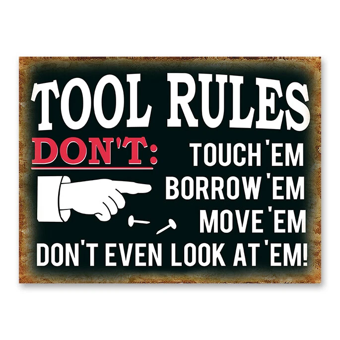 Country Metal Tin Sign Wall Art Tool Rules Plaque 30x40cm - Image 1 of 1
