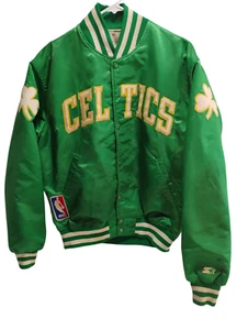 Giacca BOSTON CELTICS vintage verde raso starter NBA anni 80 90 taglia large - Foto 1 di 16