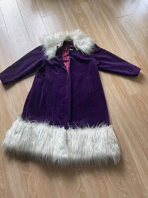 Vintage 1970's Purple Velveteen Coat with Polar Bear faux fur trim.  - Image 1 of 4