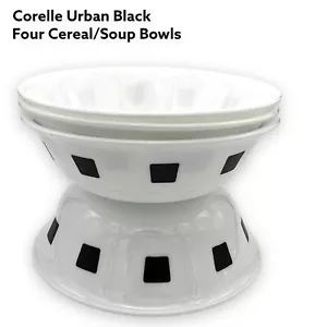 Corelle Urban Black Suppe Müslischale Schwarz Quadrate 4er Set 6 1/4" - Bild 1 von 5