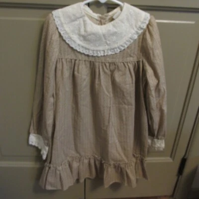 Vestido De Colección Coming Thing Niñas 1981 Beige Naranja Flores Crema Cuello Ojales Talla 6 Foto 1 de 4