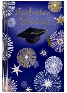 Graduation Card Religious w/ Bible Verse Purple Firework Gold Foil DaySpring NEW - Picture 1 of 12