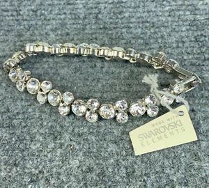 Swarovski Elements Crystal Silver Tennis Bracelet 180mm Length - Picture 1 of 11