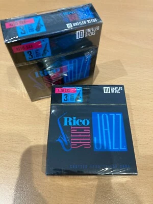 Rico Select Jazz Unfiled Alto Sax Reeds. Strength 3 Hard, box of 10. - Image 1 of 2