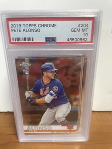 9092 Pete Alonso 2019 Topps Chrome Rookie Card #204 PSA 10 GEM MINT NY Mets RC - Picture 1 of 1