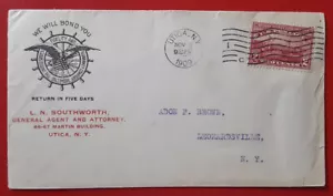 US 1909 2c Hudson-Fulton Local NY Cover Utica to Leonardsville VF/XF 4546-1 - Picture 1 of 2