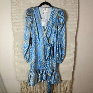 NICOBLU Wickelkleid Himmelblau Marmor Cressida 4 NEU - Bild 1 von 9