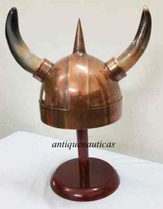 KRIEGER WIKINGER HELM HÖRNER RÜSTUNG HELM KOSTÜM VINTAGE STIL MITTELALTER COUSTOME - Bild 1 von 6