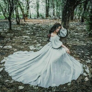 Women Big Swing Off Shoulder Prom Dress Chiffon Fairy Ball Gown Maxi Evening UK - Bild 1 von 9