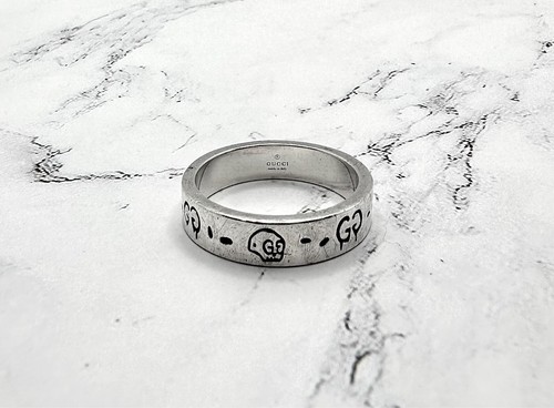 Anello GUCCI Designer Argento Sterling 925 GG Ghost Band Misura 10 [$380]