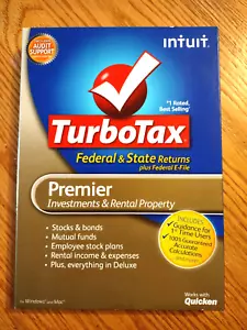 Intuit TurboTax Premier 2011 Investment/Rentals CD-ROM Windows Mac Federal/State - Picture 1 of 14