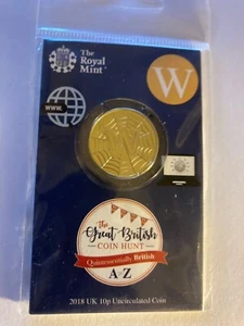 2018 W WORLD WIDE WEB 10p A -Z Alphabet UNCIRCULATED CARDED SEALED MINT HUNT 14 - Picture 1 of 1