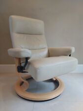 Ekornes Stressless Chair - Light Cream Leather Recliner Medium