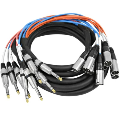8 Channel 15' XLR Male to 1/4" TRS Audio SNAKE CABLE - Image 1 of 4