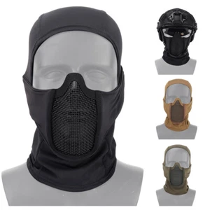 Tactical Balaclava Mesh Mask Full Face Protection Ninja Style Hood Metal Mask - Picture 1 of 24