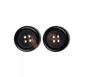 2 New Genuine Horn Suit Buttons Brown Tan 4 Eyelet R8B - Picture 1 of 1