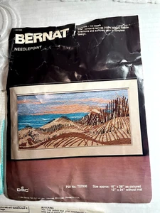 Vtg Bernat Needlepoint Canvas DUNES 1984 16" X 28" Open Kit Beach Nautical READ* - Picture 1 of 9