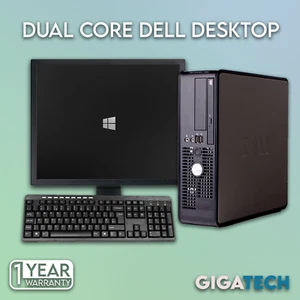 FULL DELL DESKTOP TOWER Intel Dual Core PC + Windows 10 + Accessories + WiFi - Picture 1 of 1