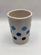 Martha Stewart Everyday  Blue Polka Dots White Tumbler  Ceramic 