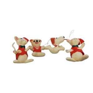Juego de 4 adornos navideños animales rebaño vintage años 50-60 - Imagen 1 de 3