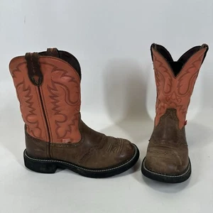 Justin L9907 Gypsy Orange Leather Cowboy Western Boot Shoes Women's 9 B - Picture 1 of 12