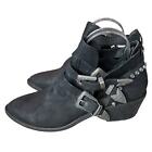Dolce Vita Boots Black Leather Western Spur Triple Buckle Ankle Bootie Size 8.5