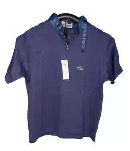Neu mit Etikett Vintage 1980er Druckknopfkragen Reißverschluss Ausschnitt blau Lacoste Polo-Shirt - Medium - Frankreich - Bild 1 von 5
