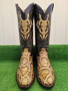 9.5 D ⭐ VINTAGE ⭐ JUSTIN ⭐ GOLDEN PYTHON ⭐ SNAKE ⭐ EXOTIC ⭐ RARE ⭐ WESTERN BOOTS - Picture 1 of 24