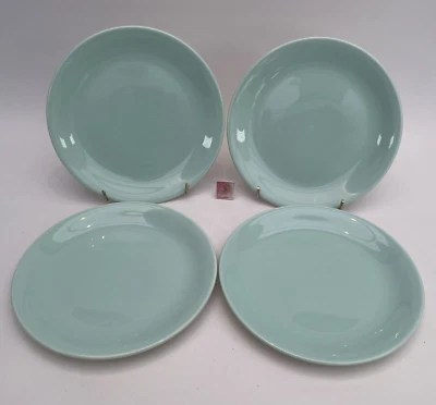 Poole Pottery Twin Tone Gloss Glaze Ice Green Set of 4 Side Plates Vintage - Image 1 of 4