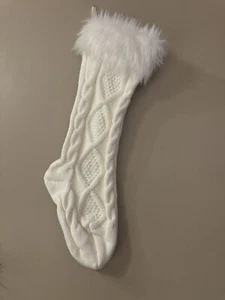 PLUSH KNITTED CHRISTMAS STOCKING WITH WHITE FUR CUFF - Picture 1 of 2