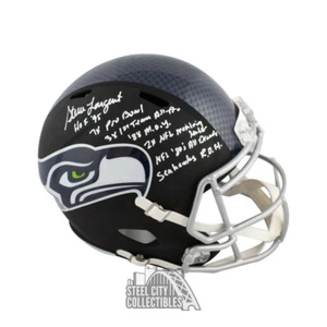 Steve Largent Autographed Seahawks Flat Black F/S Football Helmet JSA 7 Inscrip - Picture 1 of 1