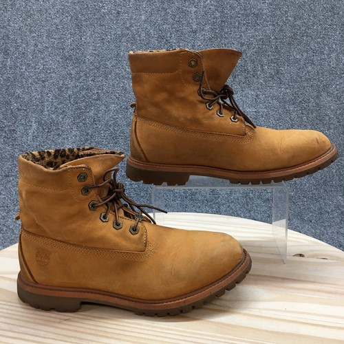 Stivali Timberland donna 10 M 6 pollici stivaletti stringati premium 8139A pelle marrone