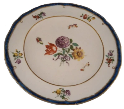 Antique 18thC Cozzi Porcelain Floral Plate Porzellan Teller Italy Italian - Image 1 of 4