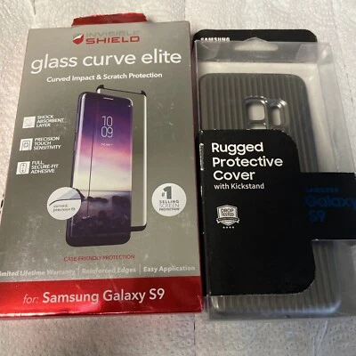 Cubierta protectora resistente de vidrio gratis Samsung con soporte para Galaxy S9 gris Foto 1 de 4