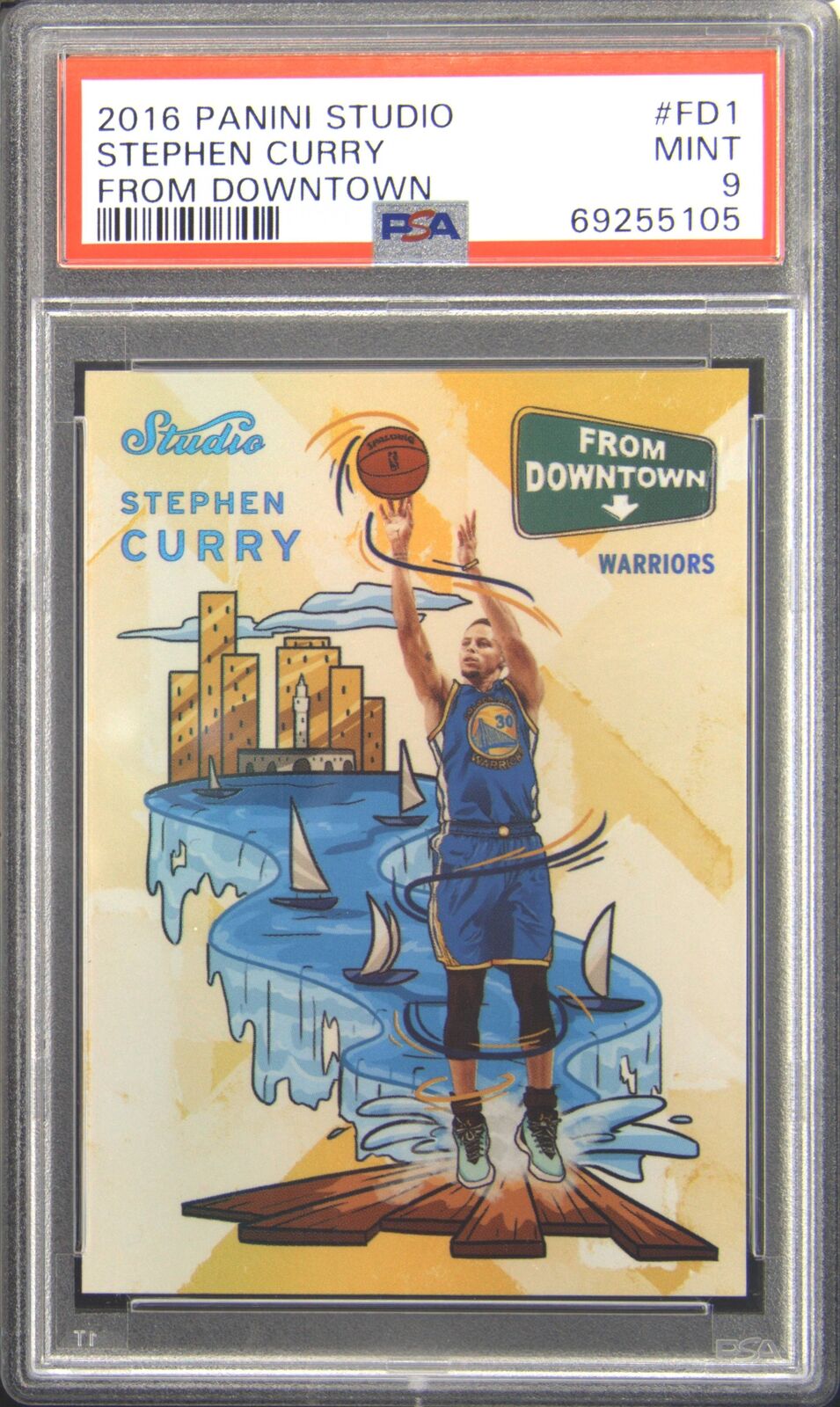 2016 Panini Studio From Downtown #FD1 Stephen Curry PSA 9