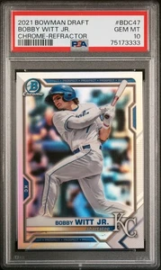 2021 Bowman Draft #BDC47 Chrome Refractor  Bobby Witt Jr.  PSA 10 GEM MINT - Picture 1 of 2
