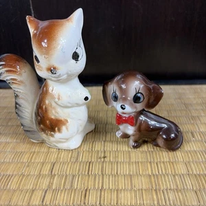 Vtg Japan Ceramic Squirrel And Dog - Picture 1 of 8
