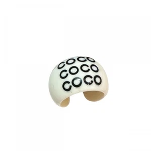 CHANEL Coco Logo Acrylic Ring White Moon shaped Ring 01P Size 14 Ladies 2304748 - Picture 1 of 10