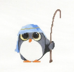 Pretty Little Lines CBK Nativity Shephard Penguin Handpainted Needlepoint Canvas - Picture 1 of 1