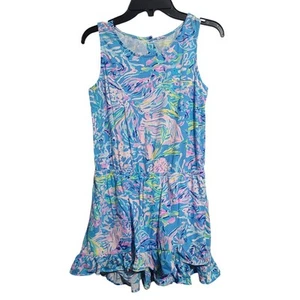 Lilly Pulitzer Blue Pink Venecia Skirted Romper Size XL (12-14) - Picture 1 of 5