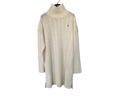 Polo Ralph Lauren Cable Knit Sweater Dress Sz XL Wool Cashmere Ivory Preppy - Image 1 of 4