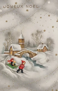 CARTOLINA AUGURALE BUON NATALE BAMBINI FELICITA REGALI SPERANZA NON VIAGGIATA - Picture 1 of 2