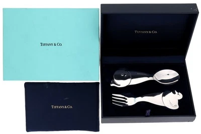 Rare Sterling Silver 925 Tiffany Whale Duck Baby Infant Feeding Spoon Fork Set - Image 1 of 4
