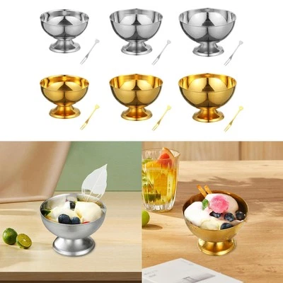 Stainless Steel Ice Cream Cup Drinkware Salad Cup for Restaurant Picnic Home - Image 1 of 2