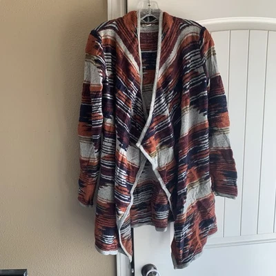 Lucky Brand Women's Sweater Size Small Multicolor Aztec Knit Open Front Cardigan - Image 1 of 4