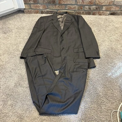 Traje Evan Picone de Colección 43R/37W Pin Rayas Lana Chaqueta Premium 43 Pantalones 37x30 Foto 1 de 4